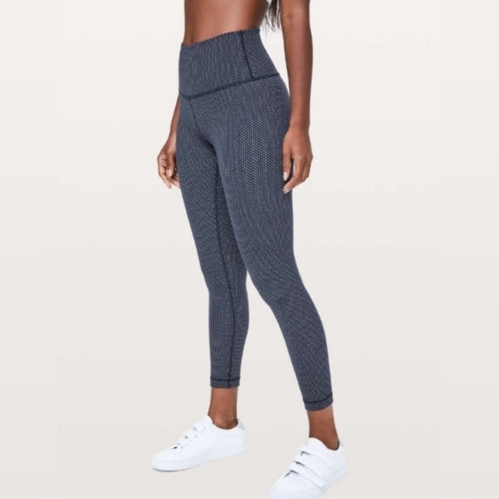 Lululemon athletica wunder under pants leggings, navy & white polka dot,… - Picture 1 of 3